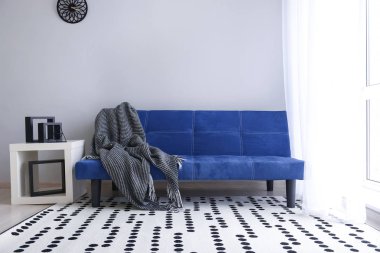 Mavi şık kanepe oturma odası iç