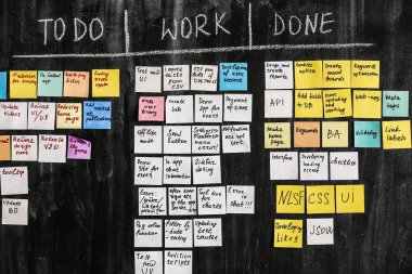 Scrum görev kurulu Office karanlık duvara