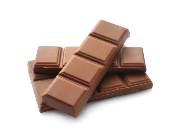 Chocolate de leite saboroso no fundo branco — Fotografia de Stock