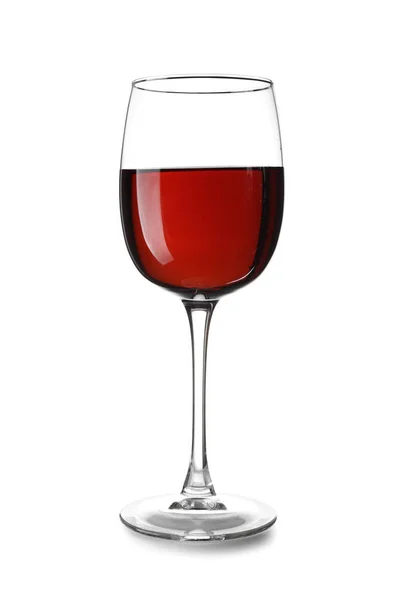 Glas Rotwein auf weißem Hintergrund — Stockfoto