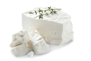 Tasty feta cheese on white background clipart
