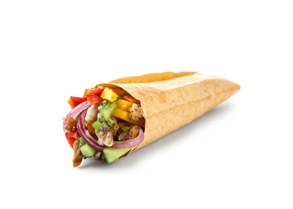 Tasty doner kebab on white background — Stock Photo, Image