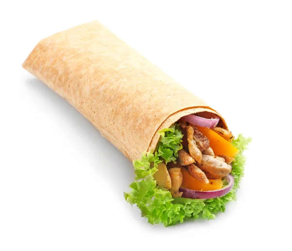 Savoureux doner kebab sur fond blanc — Photo