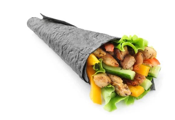 Saboroso doner kebab no fundo branco — Fotografia de Stock
