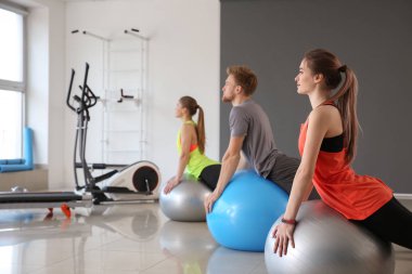 Spor salonunda fitballs ile eğitim insanlar grubu