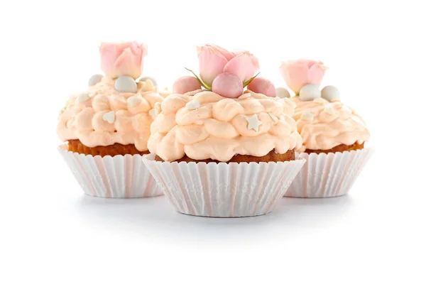 Chutné velikonoční koláčky na bílém pozadí — Stock fotografie
