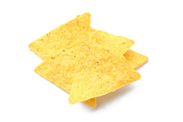 Chutné nachos na bílém pozadí — Stock fotografie