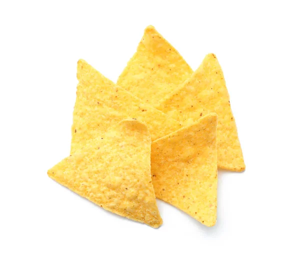 Lekkere nachos op witte achtergrond — Stockfoto