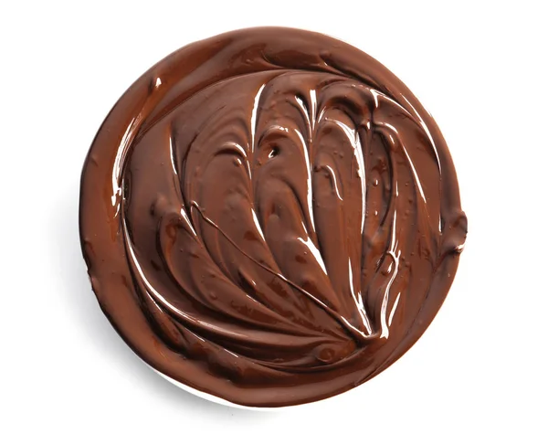 Chocolate derretido no fundo branco — Fotografia de Stock