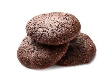 beyaz zemin üzerine çikolatalı kurabiye