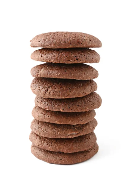 Beyaz zemin üzerine çikolatalı kurabiye — Stok fotoğraf