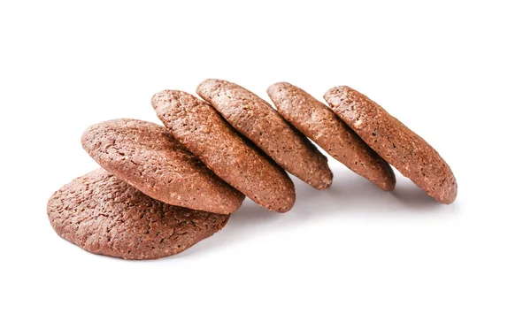 Beyaz zemin üzerine çikolatalı kurabiye — Stok fotoğraf