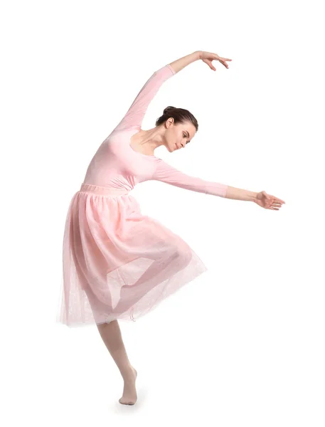 Piękna młoda balerina na białym tle — Zdjęcie stockowe