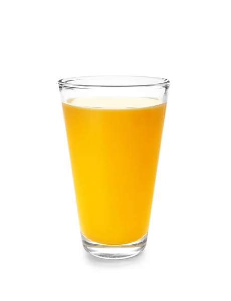 Glass of tasty orange juice on white background — Stock Photo, Image