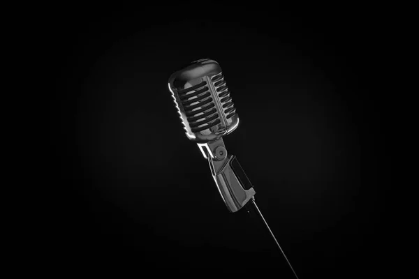 Retro microphone on dark background — Stock Photo, Image