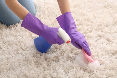 kadın temizlik halı evde