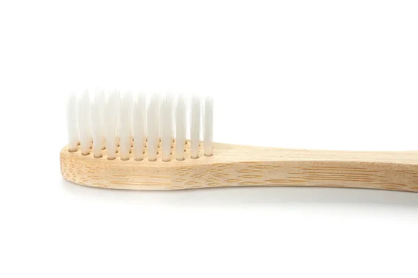 Wooden toothbrush on white background — Stock Photo, Image