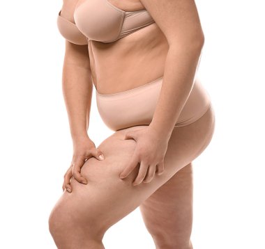 Artı boyutu kadın iç çamaşırı beyaz arka plan üzerinde