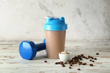Şişe protein sallamak ile Halter Beyaz ahşap tablo