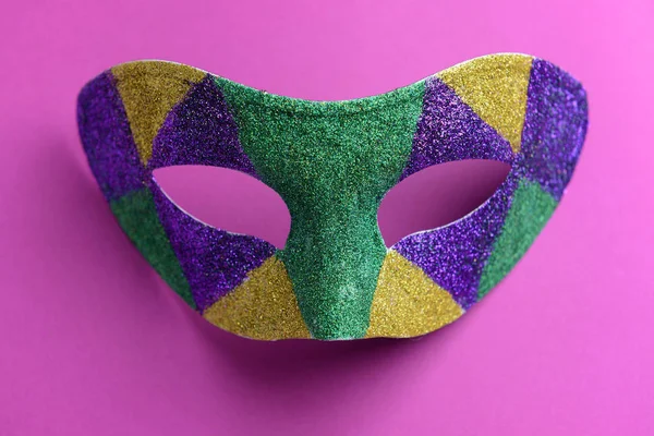 Festive mask on color background — Stock Photo, Image