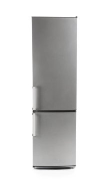 Beyaz arka plan üzerinde modern buzdolabı