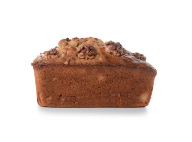 Beyaz arka planda lezzetli muz ekmeği