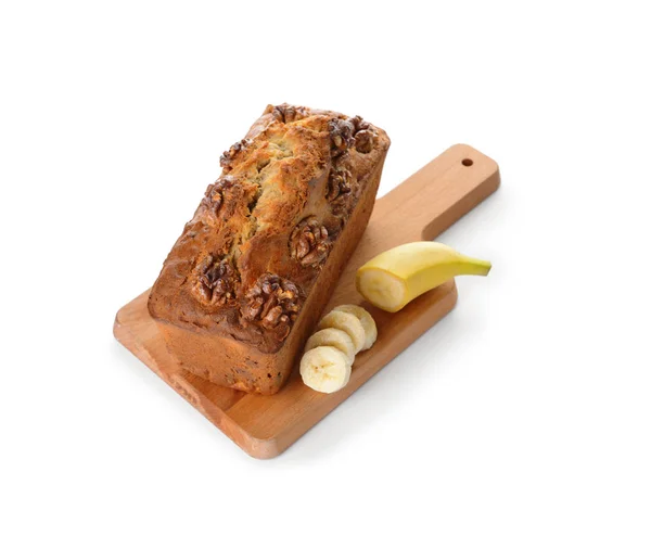 Tasty banana bread on white background — Stock Photo, Image