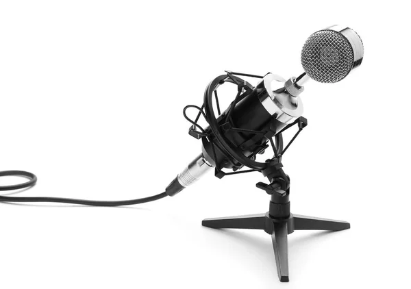 Microphone with stand on white background — Stock Photo, Image