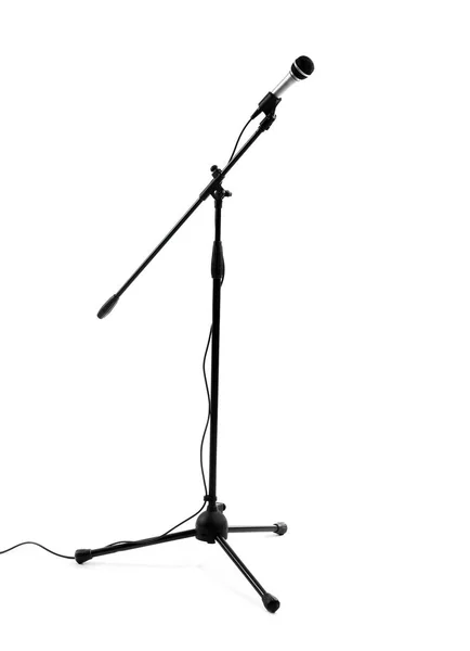 Mikrofon mit Ständer auf weißem Hintergrund — Stockfoto