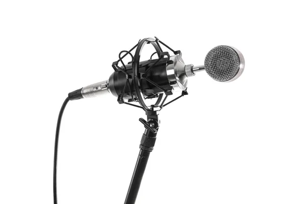 Mikrofon mit Ständer auf weißem Hintergrund — Stockfoto