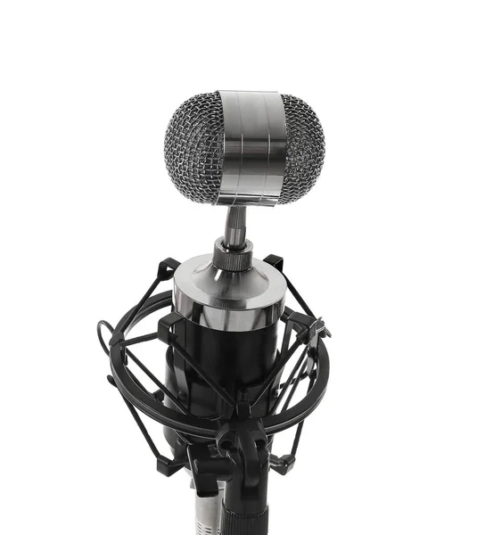 Microphone with stand on white background — Stock Photo, Image