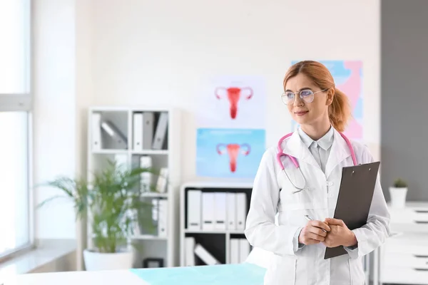 Portrait of beautiful gynecologist in her office — Stock Photo, Image