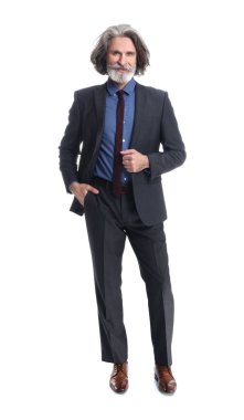 Beyaz arka plan üzerinde yakışıklı olgun işadamı