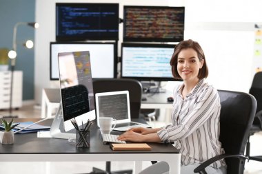 Ofiste çalışan kadın programcı