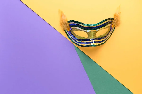 Festive mask on color background — Stock Photo, Image