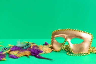 Renk arka planda dekor ile şenlikli maske