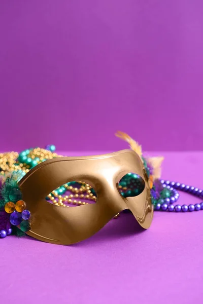 Festive mask on color background — Stock Photo, Image