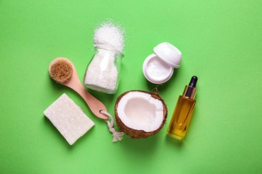 Renk arka planda Hindistan cevizi özü ile kozmetik