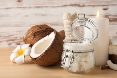 Hindistan cevizi yağı tablo ile kompozisyon