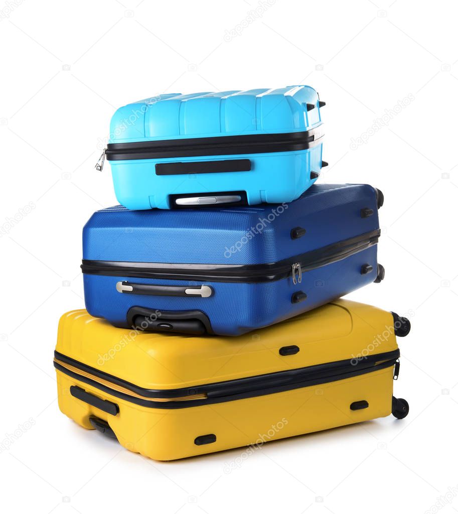 Suitcases on white background