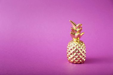 Renkli arka planda dekoratif altın ananas