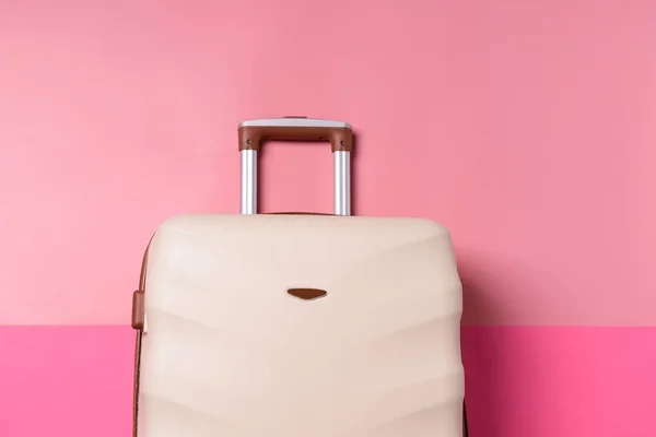 Packed suitcase on color background — Stock Photo, Image