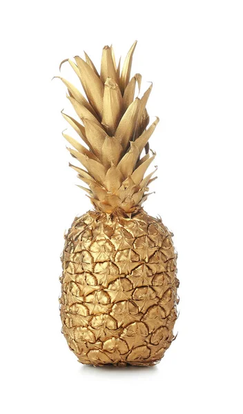 Golden pineapple on white background — Stock Photo, Image