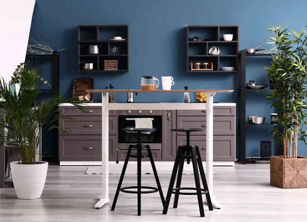 Modern interior of kitchen with stylish furniture — Stock Photo, Image