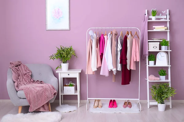 Stylish interior of female dressing room — Stock Photo, Image