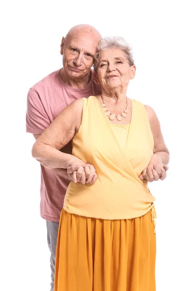 Retrato de pareja mayor sobre fondo blanco — Foto de Stock