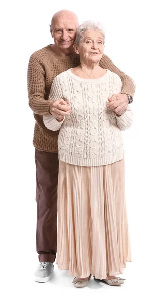 白色背景上的年长夫妇的肖像 — 图库照片