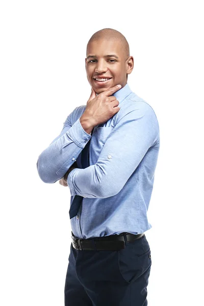 Handsome African-American businessman on white background — Stock Photo, Image