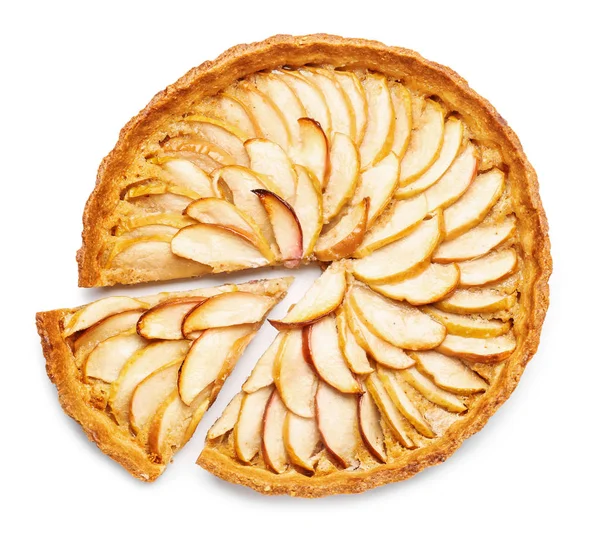Torta de maçã saborosa no fundo branco — Fotografia de Stock