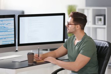 Ofiste çalışan erkek programcı